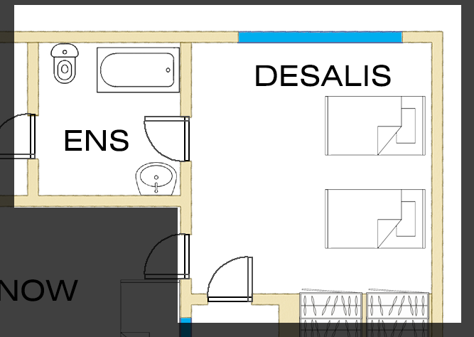 Floorplan of De Salis Room with Twin Single Beds